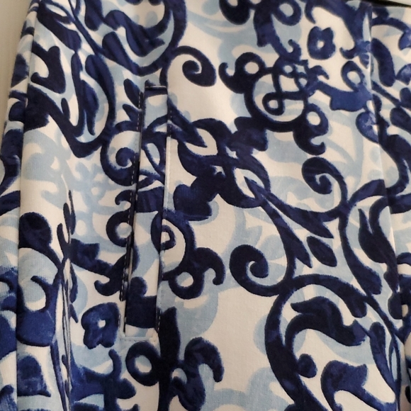 Chico's Navy Scroll Juliet Flat Front Pants - Picture 5 of 12